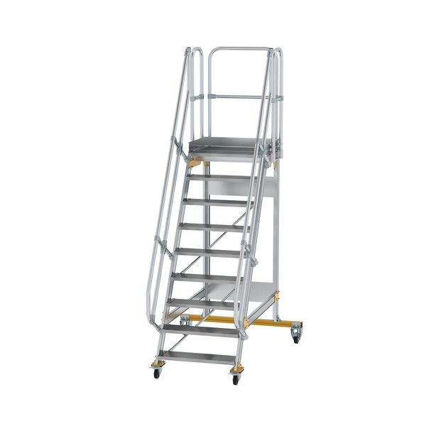 Günzburger Steigtechnik Plattformtreppe fahrbar 60° Stufenbreite 800 mm 9 Stufen