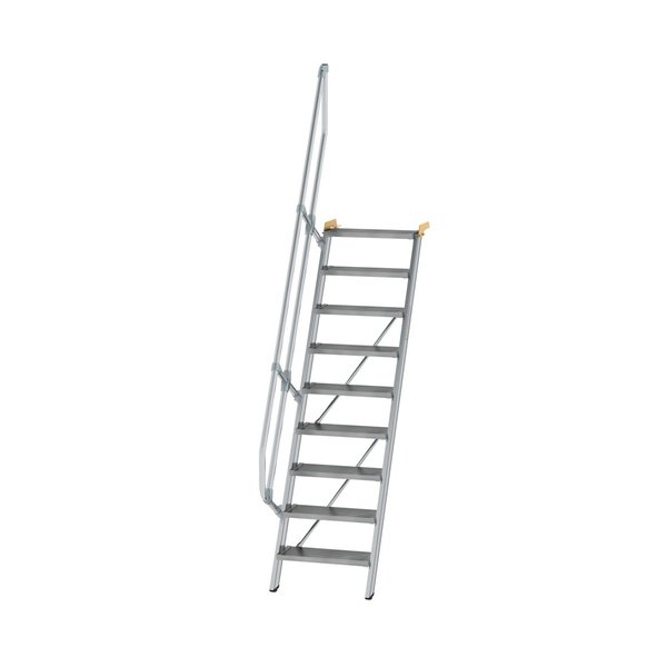 Günzburger Steigtechnik Treppe 60° Stufenbreite 600 mm 9 Stufen Aluminium geriffelt