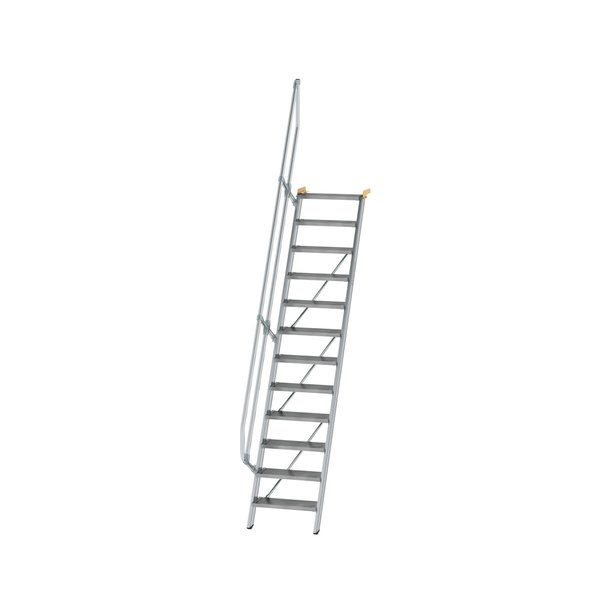 Günzburger Steigtechnik Treppe 60° Stufenbreite 600 mm 12 Stufen Aluminium geriffelt