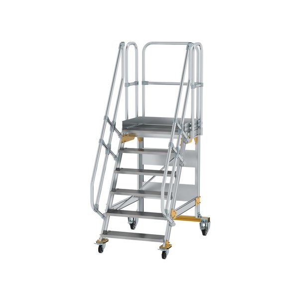 Günzburger Steigtechnik Plattformtreppe fahrbar 60° Stufenbreite 800 mm 6 Stufen