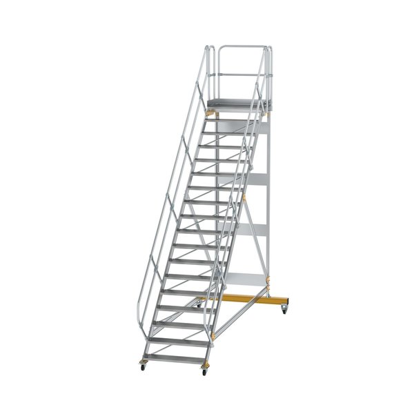 Günzburger Steigtechnik Plattformtreppe 45° fahrbar Stufenbreite 1000mm 19 Stufen Aluminium geriffelt