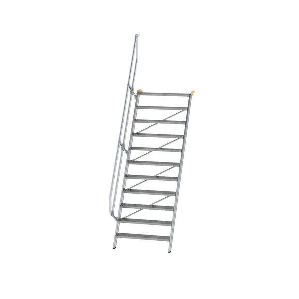 Günzburger Steigtechnik Treppe 60° Stufenbreite 1000 mm 11 Stufen Aluminium geriffelt