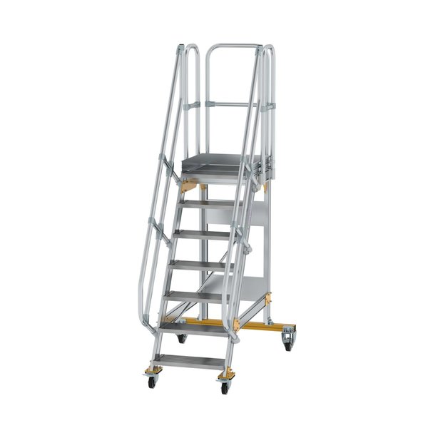 Günzburger Steigtechnik Plattformtreppe fahrbar 60° Stufenbreite 600 mm 7 Stufen