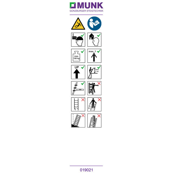 Günzburger Steigtechnik Hinweis-Aufkleber für Stufen-Anlegeleiter Aufkleber 19021