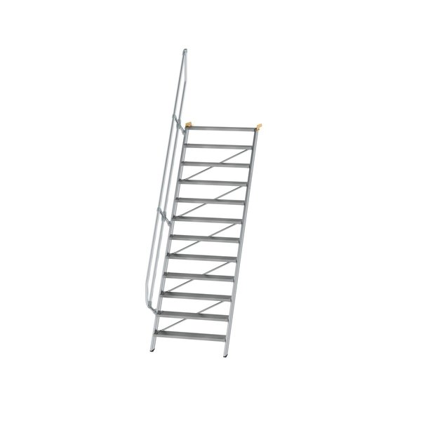 Günzburger Steigtechnik Treppe 60° Stufenbreite 1000 mm 12 Stufen Aluminium geriffelt