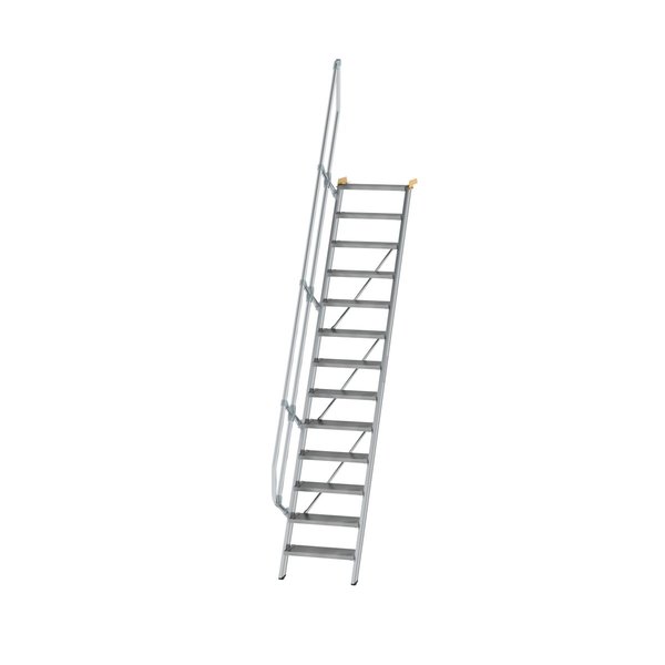 Günzburger Steigtechnik Treppe 60° Stufenbreite 600 mm 13 Stufen Aluminium geriffelt