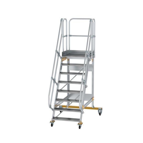 Günzburger Steigtechnik Plattformtreppe fahrbar 60° Stufenbreite 800 mm 8 Stufen