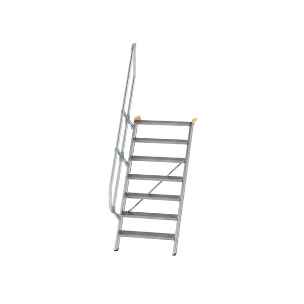 Günzburger Steigtechnik Treppe 60° Stufenbreite 800 mm 7 Stufen Aluminium geriffelt