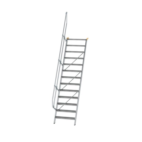 Günzburger Steigtechnik Treppe 60° Stufenbreite 800 mm 13 Stufen Aluminium geriffelt