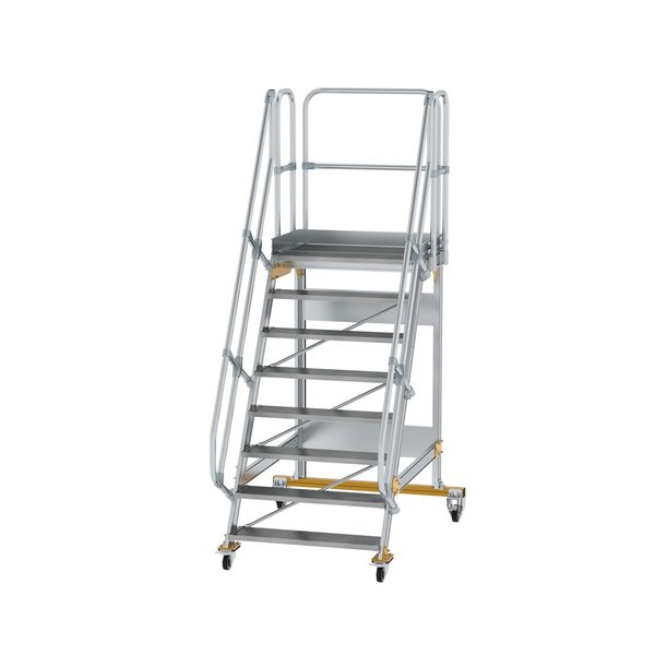 Günzburger Steigtechnik Plattformtreppe fahrbar 60° Stufenbreite 1000 mm 8 Stufen