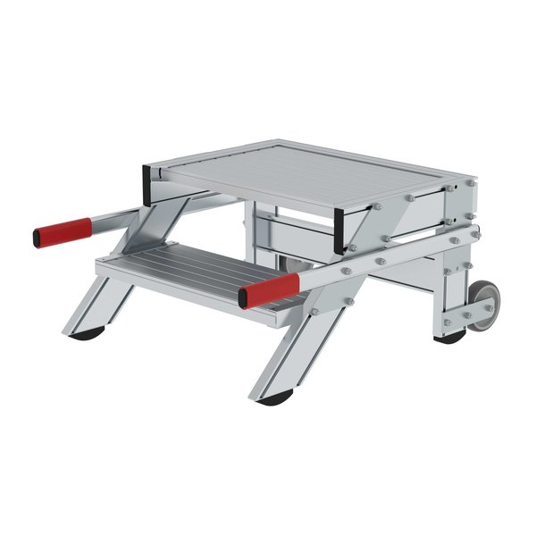 Günzburger Steigtechnik Arbeitspodest fahrbar, Stufenbreite 600 mm, Aluminium geriffelt 2 Stufen