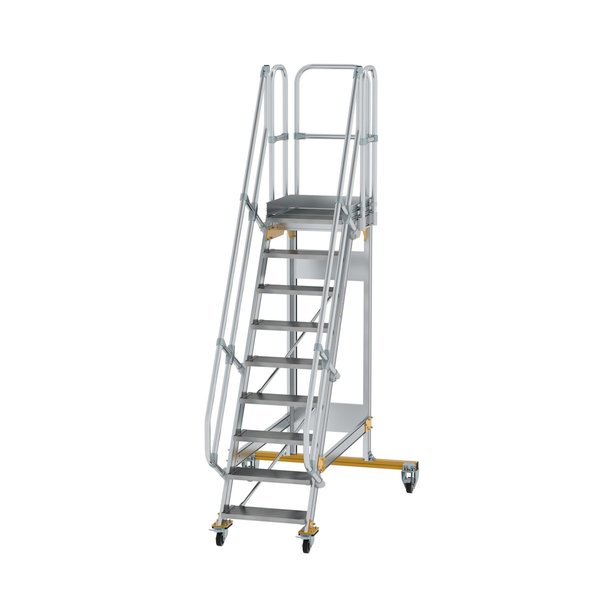 Günzburger Steigtechnik Plattformtreppe fahrbar 60° Stufenbreite 600 mm 9 Stufen