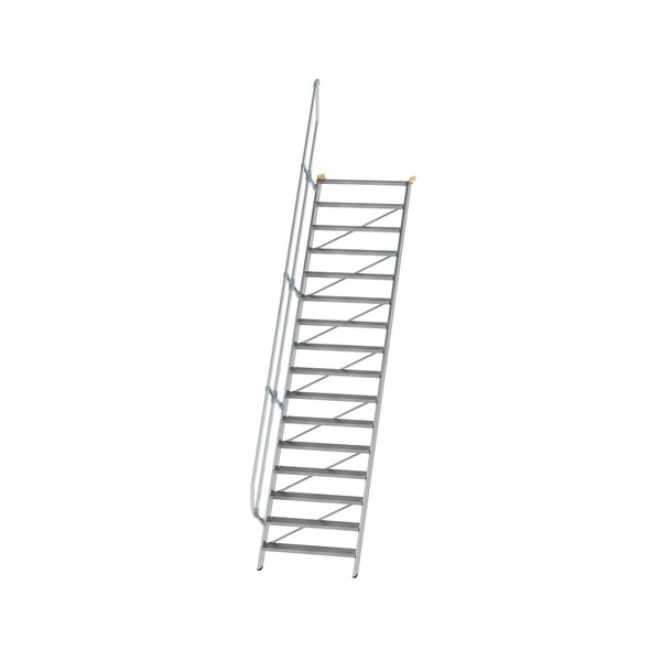 Günzburger Steigtechnik Treppe 60° Stufenbreite 1000 mm 16 Stufen Aluminium geriffelt