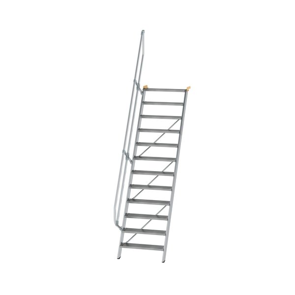 Günzburger Steigtechnik Treppe 60° Stufenbreite 800 mm 12 Stufen Aluminium geriffelt