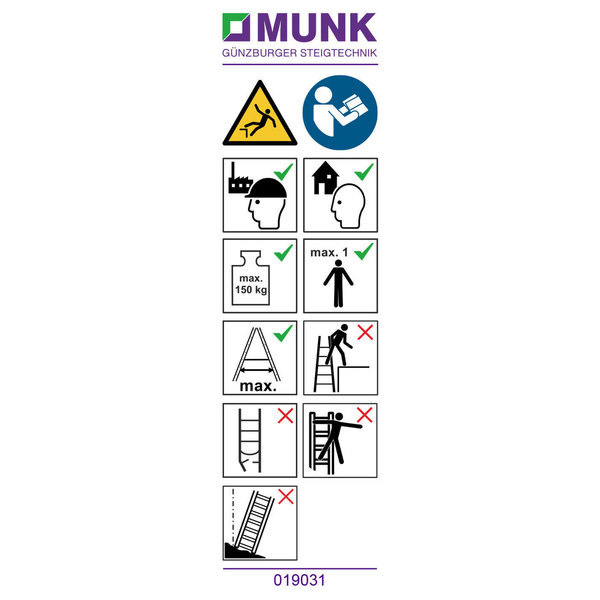 Günzburger Steigtechnik Hinweis-Aufkleber für ML-Stehleitern einseitig begehbar Aufkleber 19031