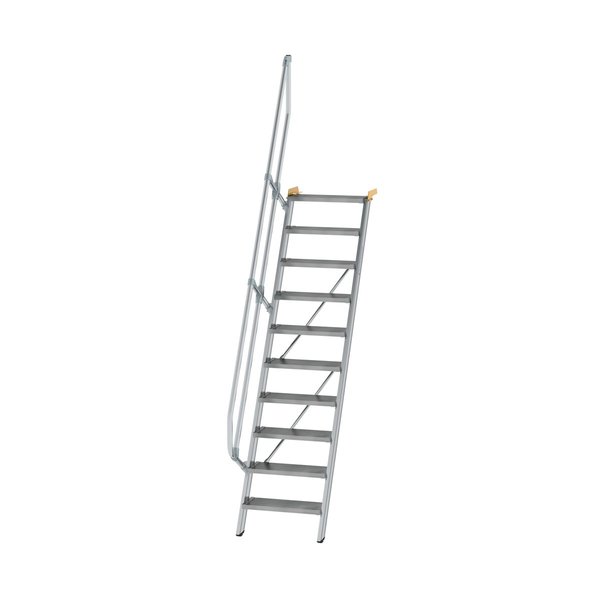 Günzburger Steigtechnik Treppe 60° Stufenbreite 600 mm 10 Stufen Aluminium geriffelt