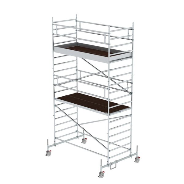 Günzburger Steigtechnik Rollgerüst 1,35 x 3,0 m mit Fahrbalken und Doppel-Plattform Plattformhöhe 4,66 m