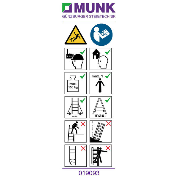 Günzburger Steigtechnik Hinweis-Aufkleber für Plattformleitern < 2,50 m (FlexxStep) Aufkleber 19093