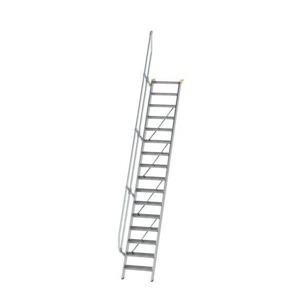 Günzburger Steigtechnik Treppe 60° Stufenbreite 600 mm 16 Stufen Aluminium geriffelt