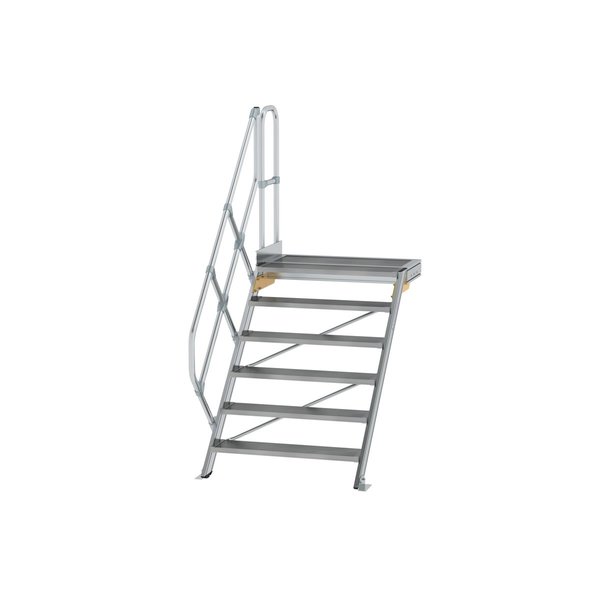 Günzburger Steigtechnik Treppe mit Plattform 45° Stufenbreite 1000 mm 6 Stufen Aluminium geriffelt