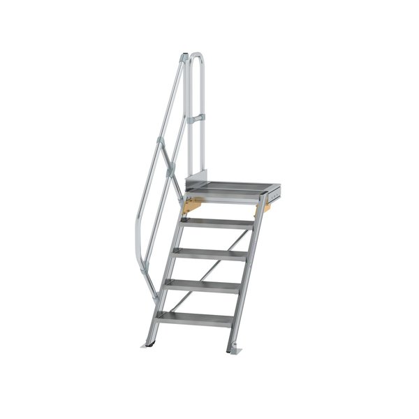 Günzburger Steigtechnik Treppe mit Plattform 45° Stufenbreite 600 mm 5 Stufen Aluminium geriffelt