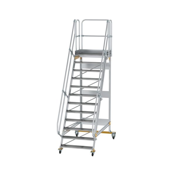 Günzburger Steigtechnik Plattformtreppe fahrbar 60° Stufenbreite 1000 mm 12 Stufen