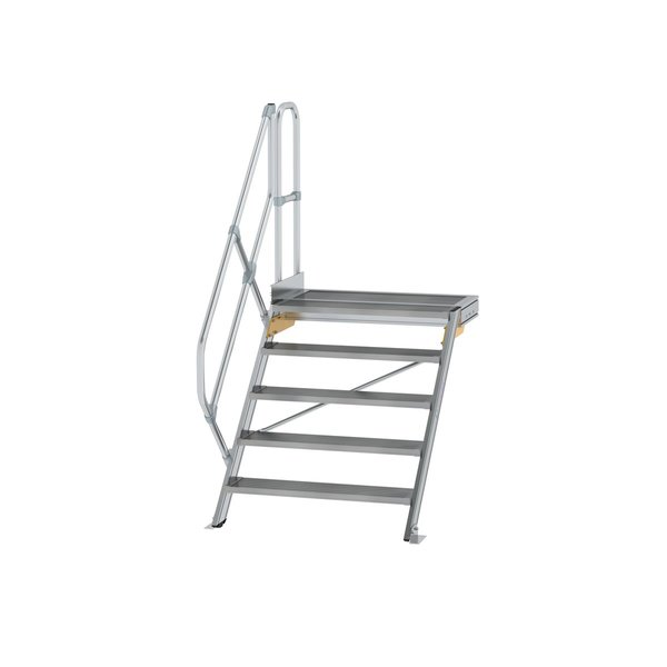 Günzburger Steigtechnik Treppe mit Plattform 45° Stufenbreite 1000 mm 5 Stufen Aluminium geriffelt