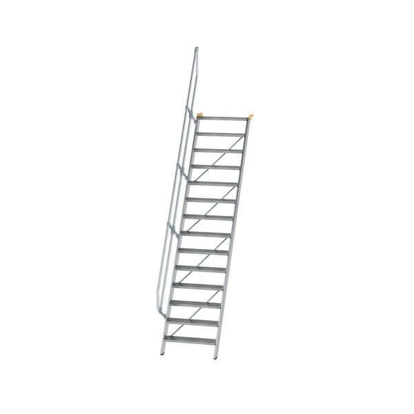 Günzburger Steigtechnik Treppe 60° Stufenbreite 800 mm 14 Stufen Aluminium geriffelt