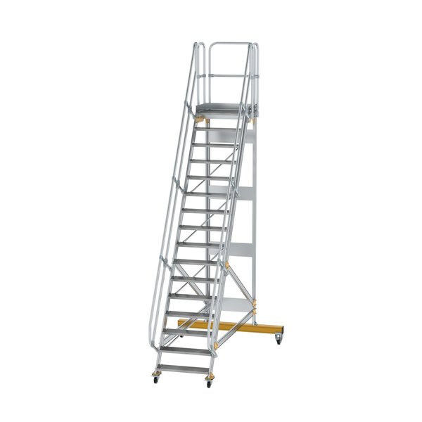 Günzburger Steigtechnik Plattformtreppe fahrbar 60° Stufenbreite 800 mm 16 Stufen