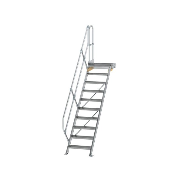 Günzburger Steigtechnik Treppe mit Plattform 45° Stufenbreite 600 mm 10 Stufen Aluminium geriffelt