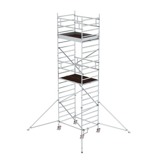 Günzburger Steigtechnik Rollgerüst 1,35 x 3,0 m mit Ausleger & Doppel-Plattform Plattformhöhe 4,47 m