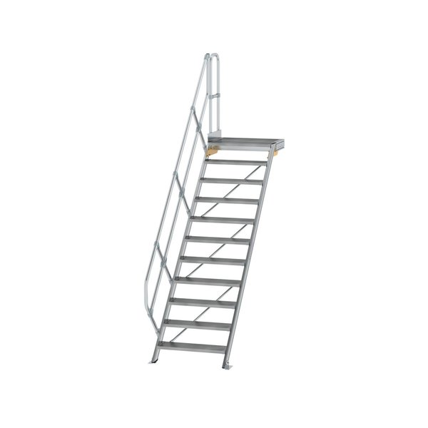 Günzburger Steigtechnik Treppe mit Plattform 45° Stufenbreite 800 mm 11 Stufen Aluminium geriffelt