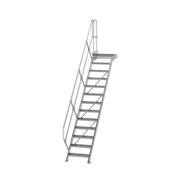 Günzburger Steigtechnik Treppe mit Plattform 45° Stufenbreite 600 mm 13 Stufen Aluminium geriffelt