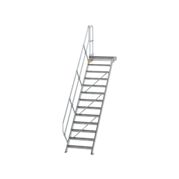 Günzburger Steigtechnik Treppe mit Plattform 45° Stufenbreite 800 mm 13 Stufen Aluminium geriffelt