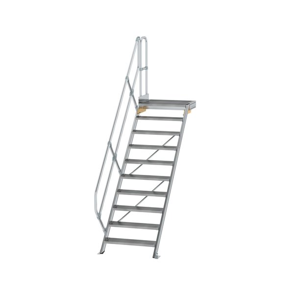 Günzburger Steigtechnik Treppe mit Plattform 45° Stufenbreite 800 mm 10 Stufen Aluminium geriffelt