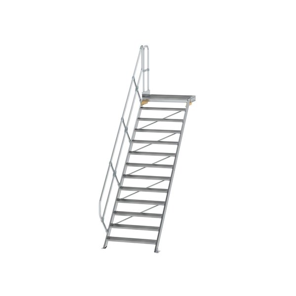 Günzburger Steigtechnik Treppe mit Plattform 45° Stufenbreite 1000 mm 13 Stufen Aluminium geriffelt