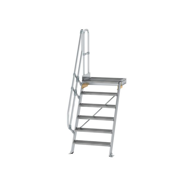 Günzburger Steigtechnik Treppe mit Plattform 60° Stufenbreite 800 mm 6 Stufen Aluminium geriffelt