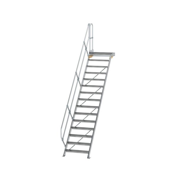 Günzburger Steigtechnik Treppe mit Plattform 45° Stufenbreite 800 mm 15 Stufen Aluminium geriffelt