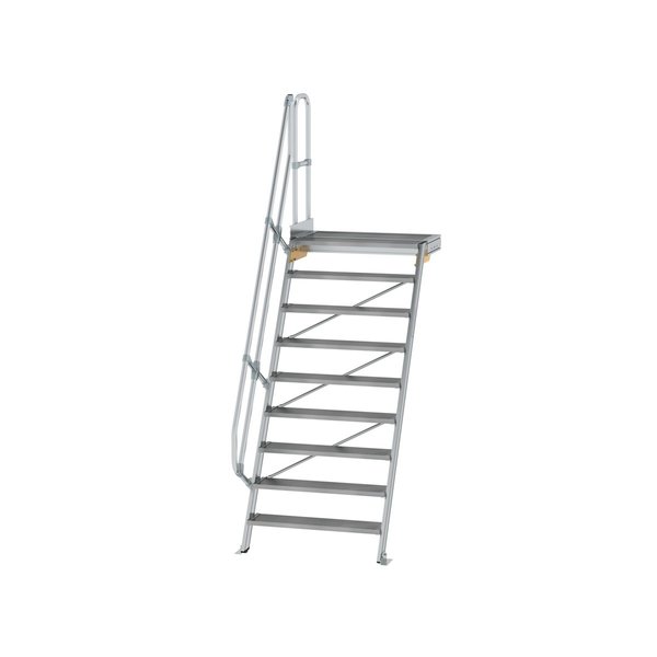 Günzburger Steigtechnik Treppe mit Plattform 60° Stufenbreite 1000 mm 9 Stufen Aluminium geriffelt