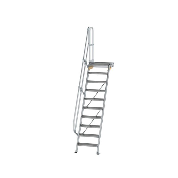 Günzburger Steigtechnik Treppe mit Plattform 60° Stufenbreite 600 mm 10 Stufen Aluminium geriffelt