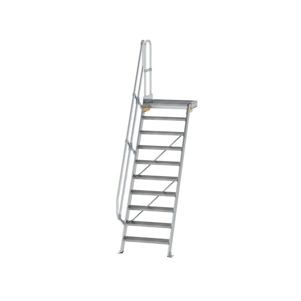 Günzburger Steigtechnik Treppe mit Plattform 60° Stufenbreite 800 mm 10 Stufen Aluminium geriffelt