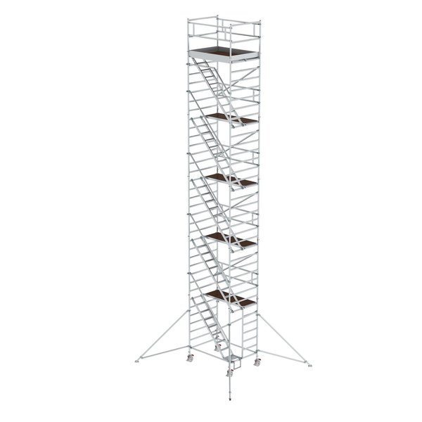 Günzburger Steigtechnik Rollgerüst 1,35 x 1,80 m mit Schrägaufstiegen & Ausleger Plattformhöhe 10,35 m