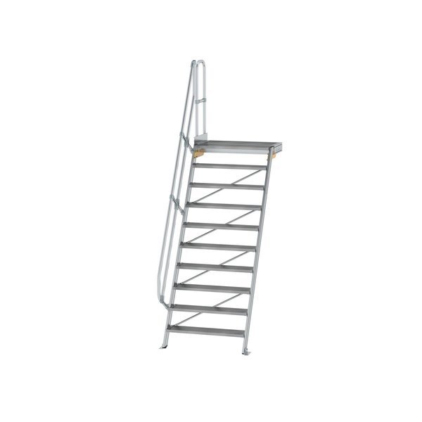 Günzburger Steigtechnik Treppe mit Plattform 60° Stufenbreite 1000 mm 10 Stufen Aluminium geriffelt