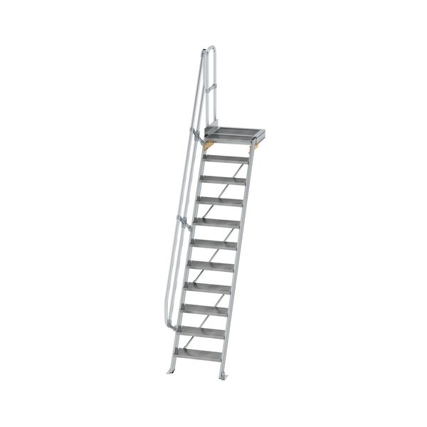 Günzburger Steigtechnik Treppe mit Plattform 60° Stufenbreite 600 mm 11 Stufen Aluminium geriffelt