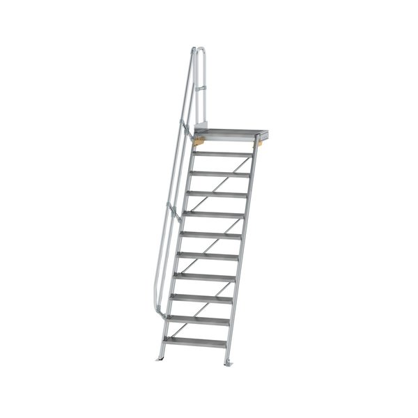 Günzburger Steigtechnik Treppe mit Plattform 60° Stufenbreite 800 mm 11 Stufen Aluminium geriffelt