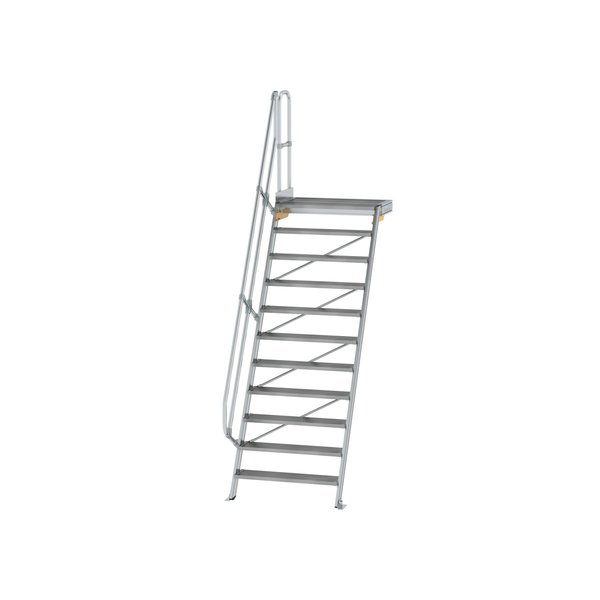 Günzburger Steigtechnik Treppe mit Plattform 60° Stufenbreite 1000 mm 11 Stufen Aluminium geriffelt