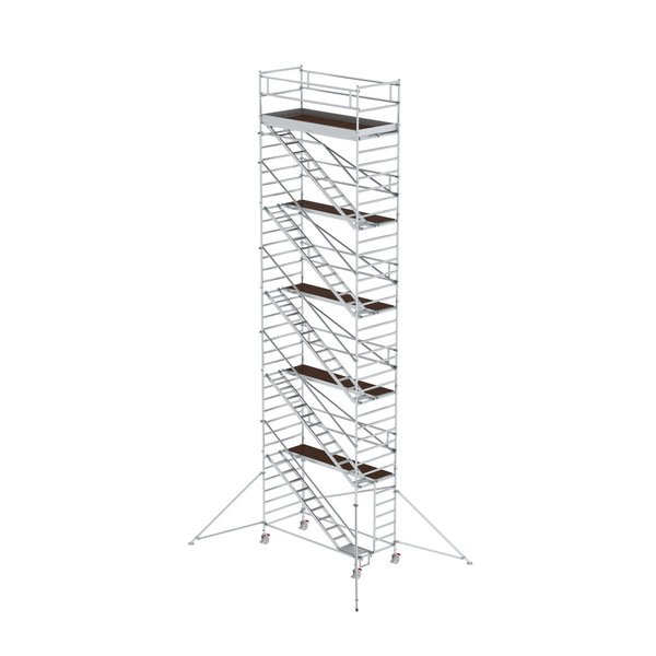 Günzburger Steigtechnik Rollgerüst 1,35 x 3,0 m mit Schrägaufstiegen & Ausleger Plattformhöhe 10,35 m