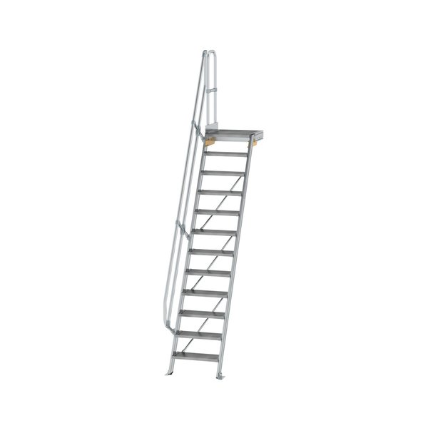 Günzburger Steigtechnik Treppe mit Plattform 60° Stufenbreite 600 mm 12 Stufen Aluminium geriffelt