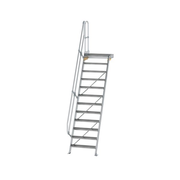 Günzburger Steigtechnik Treppe mit Plattform 60° Stufenbreite 800 mm 12 Stufen Aluminium geriffelt