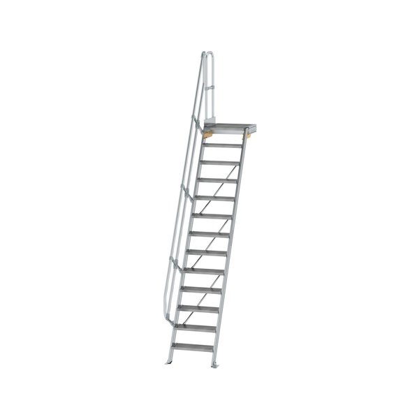 Günzburger Steigtechnik Treppe mit Plattform 60° Stufenbreite 600 mm 13 Stufen Aluminium geriffelt